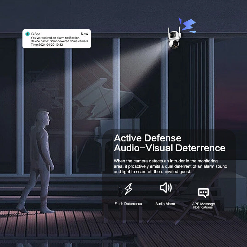 Security camera system with active defense features in a home setting
