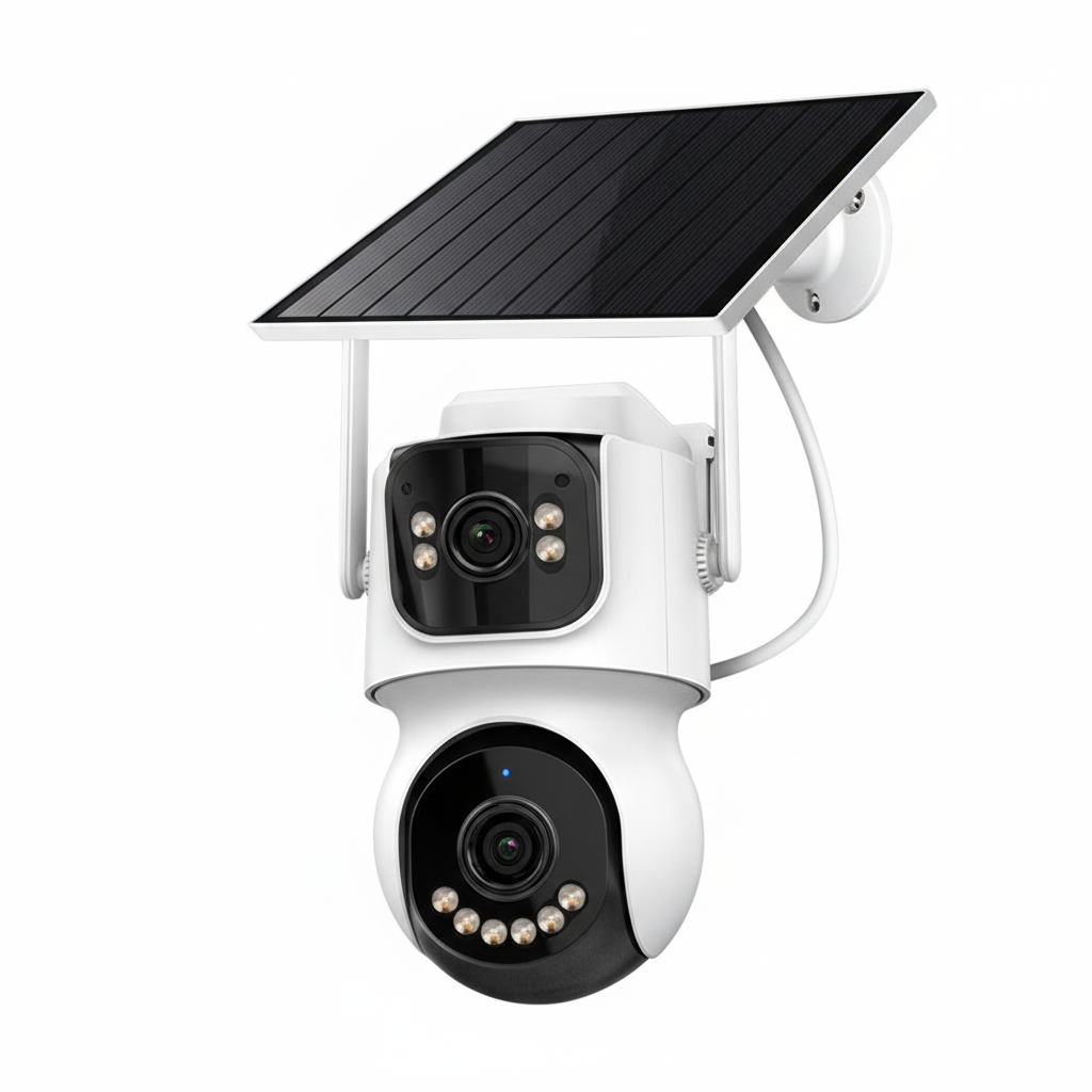 Security camera with solar panel isolated